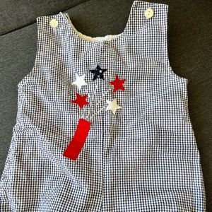 July Fourth Memorial Day Boys Romper Fantasia Too 9M 9 months seersucker romper